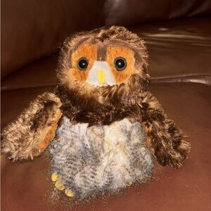 GANZ Plush Owl Toy - Brown, Orange, and White